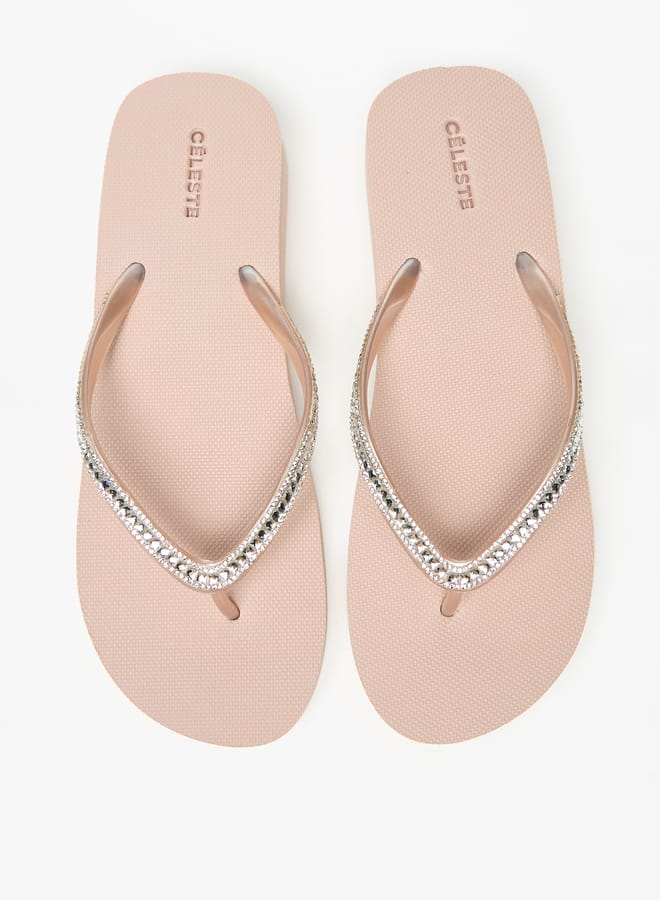 Celeste Womens Embellished Thong Slippers  - Image 1