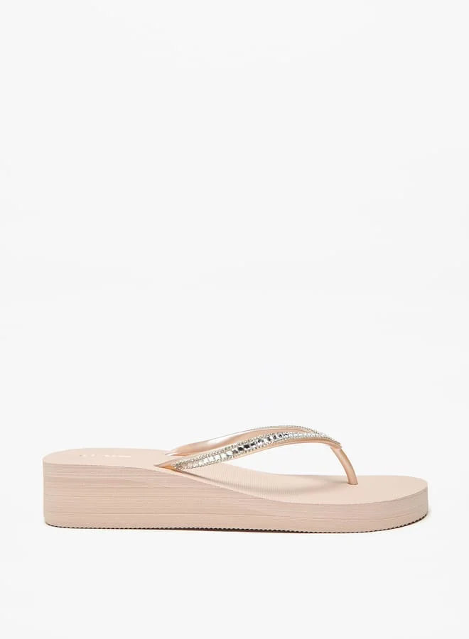 Celeste Womens Embellished Thong Slippers