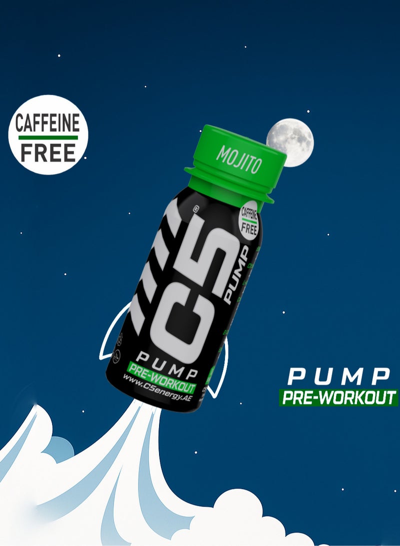 C5 C5 PUMP Shot Pre-Workout Energy Drink, Caffeine-Free, Sugar-Free, 80ml, With Beta-Alanine 3200mg, Citrulline 1500mg, B-Complex Vitamins (Pack of 12, Mojito Falvour)  - Image 4