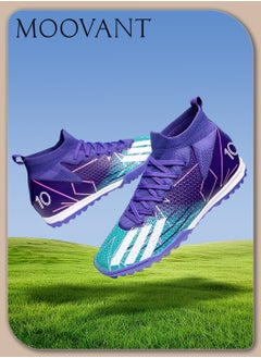 Moovant Fashion TF Football Shoes for Adult, Teenagers, Students, Wear Resistant Football Boots, Non Slip Lacing Running Sports Athletic Training Sneaker, Suitable for Football, Basketball, Volleyball Sports, Purple  - Image 1