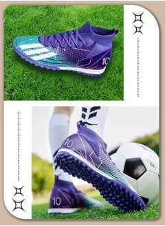 Moovant Fashion TF Football Shoes for Adult, Teenagers, Students, Wear Resistant Football Boots, Non Slip Lacing Running Sports Athletic Training Sneaker, Suitable for Football, Basketball, Volleyball Sports, Purple  - Image 3