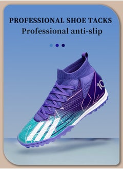 Moovant Fashion TF Football Shoes for Adult, Teenagers, Students, Wear Resistant Football Boots, Non Slip Lacing Running Sports Athletic Training Sneaker, Suitable for Football, Basketball, Volleyball Sports, Purple  - Image 4