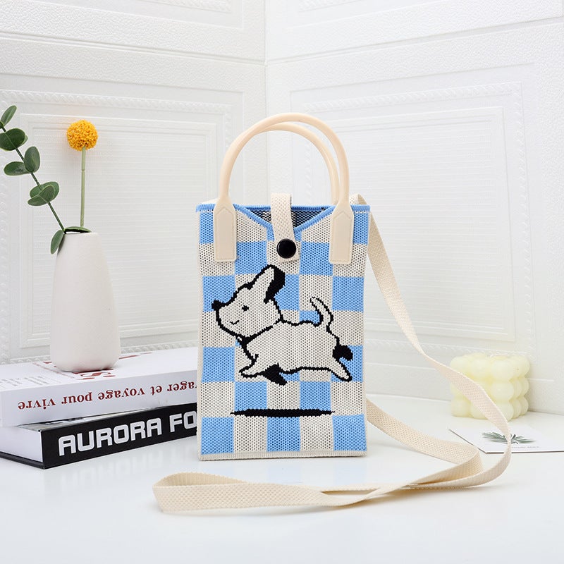 2025 Niche Ins-Style Phone Bag Versatile Mini Knitted Tote Bag Shoulder Bag Crossbody Handbag Bucket-Shaped - Image 1