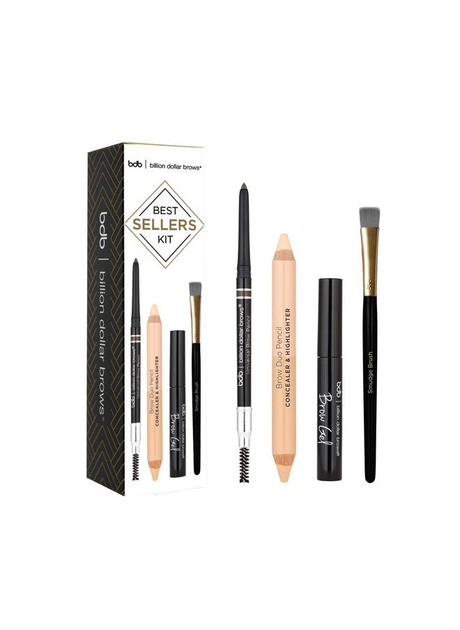 Billion Dollar Brows - Billion Dollar Brows Best Sellers Kit, Includes Universal Brow Pencil, Brow Duo Pencil, Brow Gel and Smudge Brush for Perfectly Defined Brows - Image 1