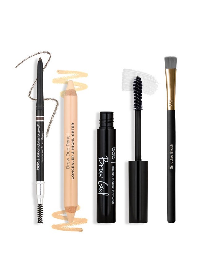 Billion Dollar Brows - Billion Dollar Brows Best Sellers Kit, Includes Universal Brow Pencil, Brow Duo Pencil, Brow Gel and Smudge Brush for Perfectly Defined Brows - Image 1