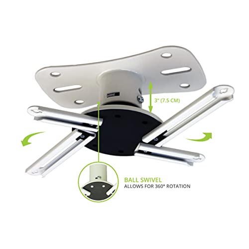 Kanto P101W Universal Projector Ceiling Mount | Solid Steel Construction | Easy to Install | White - Image 2