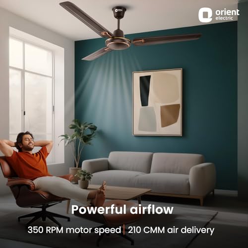 Orient Electric مروحة سقف ديكو من Orient Electric بمقاس 1200 مم Pacific Air | تدفق هواء قوي | تصنيف BEE بنجمة واحدة | ضمان لمدة سنتين | لون بني مدخن، عبوة واحدة - Image 3