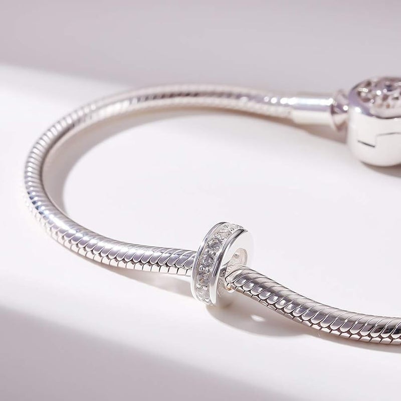 SOUKISS 925 Sterling Silver Spacer Charm Bead with Clear CZ for Pandora Charms Bracelets - Image 5