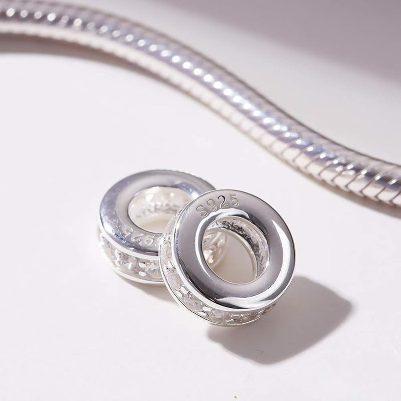 SOUKISS 925 Sterling Silver Spacer Charm Bead with Clear CZ for Pandora Charms Bracelets - Image 3