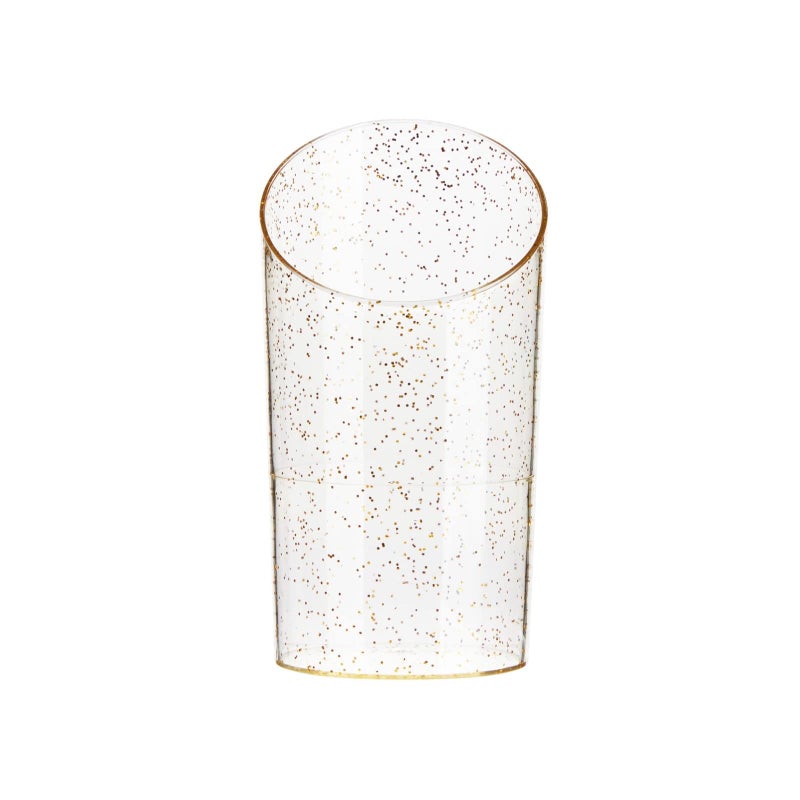 Sparkle and Bash Sparkle and Bash 120 Gold Glitter Mini Dessert Cups with Spoons Plastic Disposable 3oz Cups for Parfait Mousse Appetizers Samples Treats Serves 60  Dessert Shooters 
