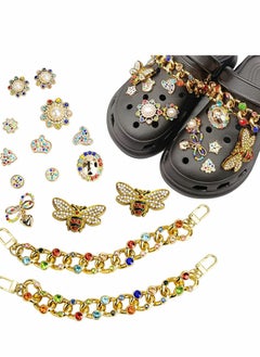 Excefore Shoe Charms for Croc, Bling Pearl Crystal Accessoaries with Chains, Crystal Diamond Sparkly Charms for DIY Jewelry, Party Birthday Gifts (15 Pcs)  - Image 1