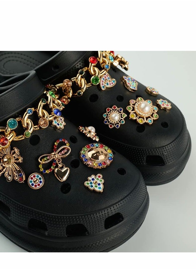 Excefore Shoe Charms for Croc, Bling Pearl Crystal Accessoaries with Chains, Crystal Diamond Sparkly Charms for DIY Jewelry, Party Birthday Gifts (15 Pcs)  - Image 3
