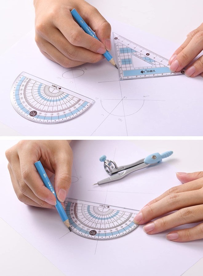 waremew 8 Pcs Compass/Math Set for Students with Shatterproof Storage Box, Geometry Set for School, Includes Ruler, Protractor, Compass, Pencil,Pencil Sharpener and Eraser,etc. Perfect Gift - Image 3