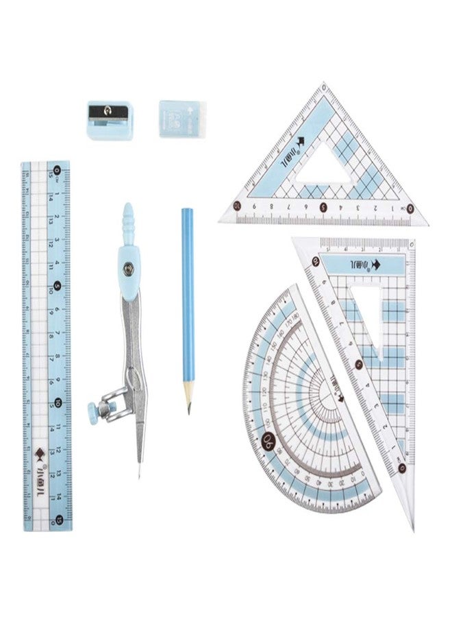 waremew 8 Pcs Compass/Math Set for Students with Shatterproof Storage Box, Geometry Set for School, Includes Ruler, Protractor, Compass, Pencil,Pencil Sharpener and Eraser,etc. Perfect Gift - Image 4