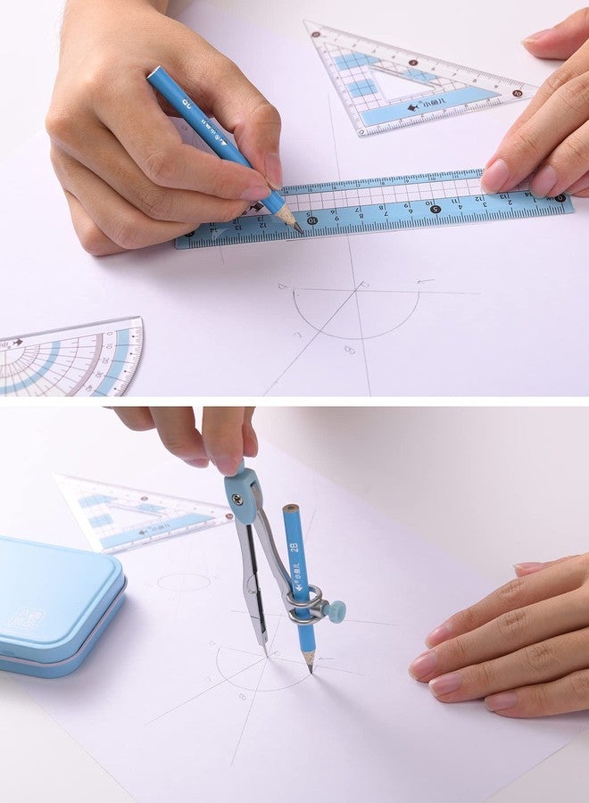 waremew 8 Pcs Compass/Math Set for Students with Shatterproof Storage Box, Geometry Set for School, Includes Ruler, Protractor, Compass, Pencil,Pencil Sharpener and Eraser,etc. Perfect Gift - Image 5