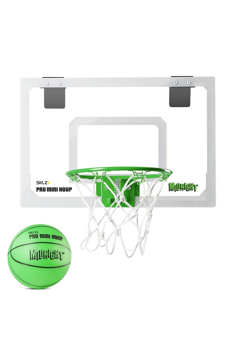 SKLZ Pro Mini Hoop Midnight – Glow-in-the-Dark Door-Mounted Mini Basketball Set - Image 1