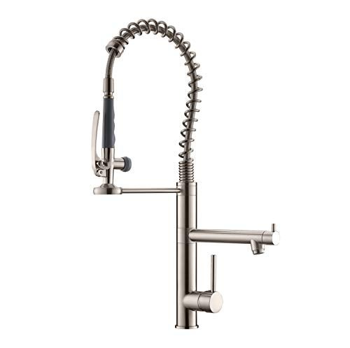 AIMADI Commercial Kitchen Faucet with Pull Down Sprayer,AIMADI Modern Single Handle High Arch Pre-Rinse Spring Kitchen Sink Faucet,Brushed Nickel - Image 1