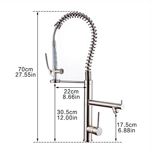 AIMADI Commercial Kitchen Faucet with Pull Down Sprayer,AIMADI Modern Single Handle High Arch Pre-Rinse Spring Kitchen Sink Faucet,Brushed Nickel - Image 5