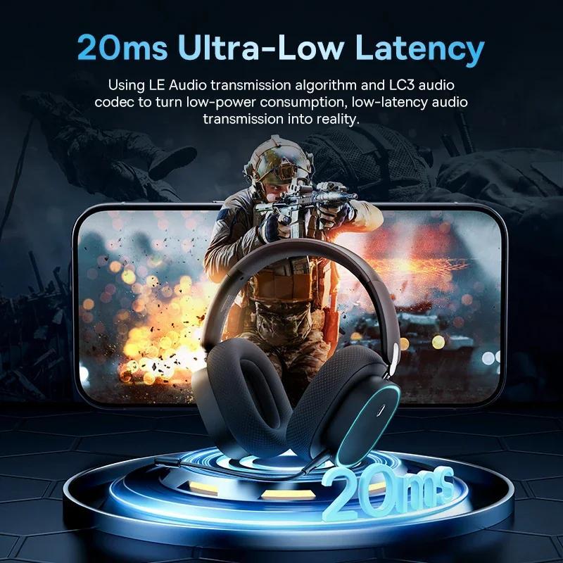Baseus AeQur GH02 Gaming Wireless Headphones Dual Driver 40H Battery 20ms Low Latency - Over Ear Headset Cluster Black for Gamers - Image 2