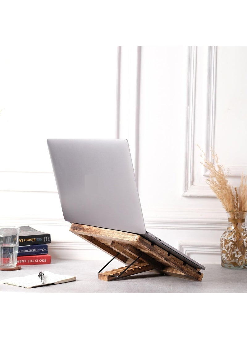Hashcart Wooden Laptop Stand  Book Holder  Foldale Laptop Riser with Adjustable Height for Table  Notebook and Tablet Accessory for Oiifce  Work Colleagues  - Image 3