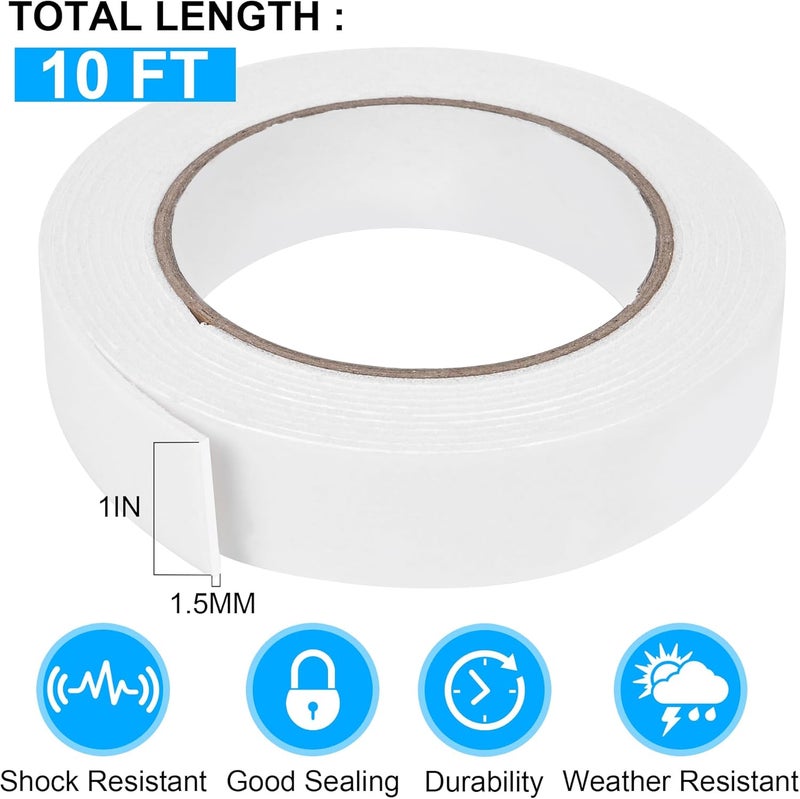 ToLanbbt Double Sided Foam Tape 1In x 10FT, Mounting Tape Heavy Duty, Strong Adhesive Weatherproof Seal Strips for DIY Craft Picture Poster, Car & Gap Filling Mountings, Home Office Decor (White) - Image 2