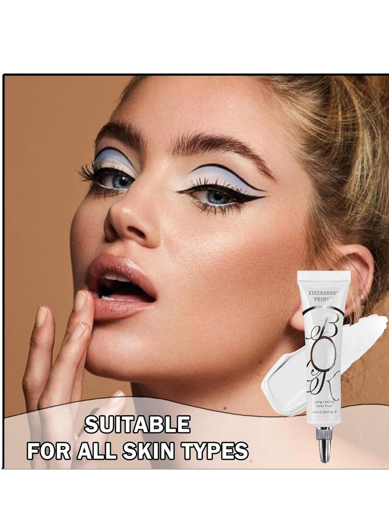 QIUFSSE Eyeshadow Primer Base White Matte Eye Primer Evenly Colored Liquid Eyeshadow Primer,Long-lasting Moisture Eye Primer for Mature Eyes-White  - Image 3