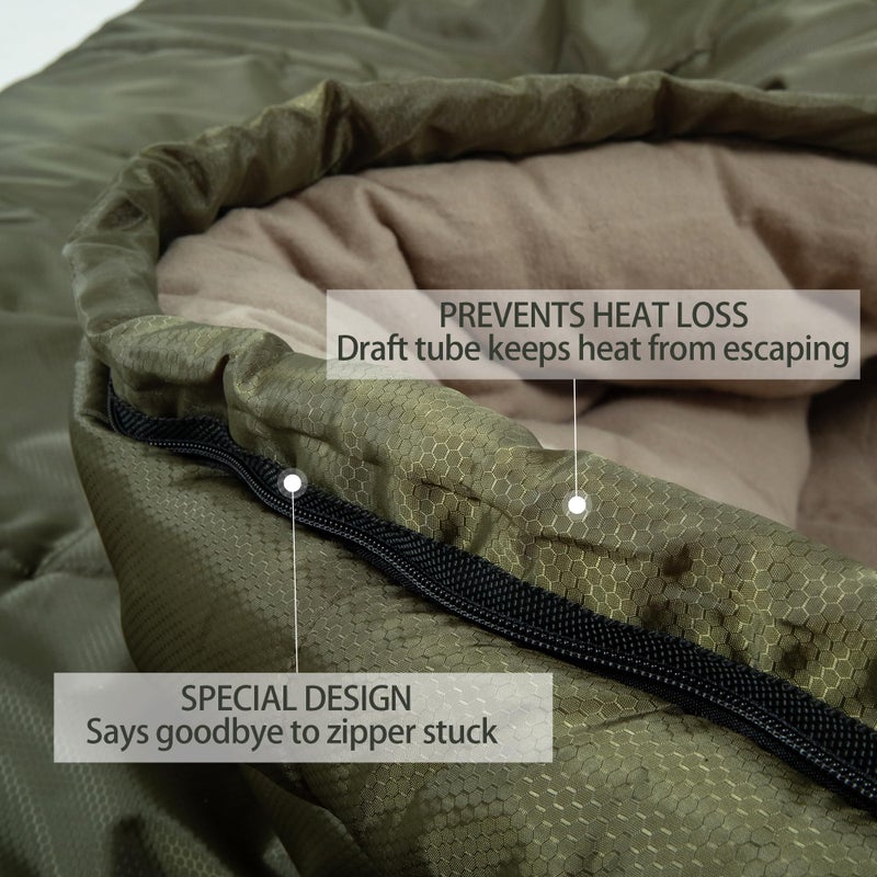 HiZYNICE 0 Degree Sleeping Bags for Adults Winter Camping Cold Weather XXL Wide Long.Green Right Zip.Compression Sack Included - Image 4