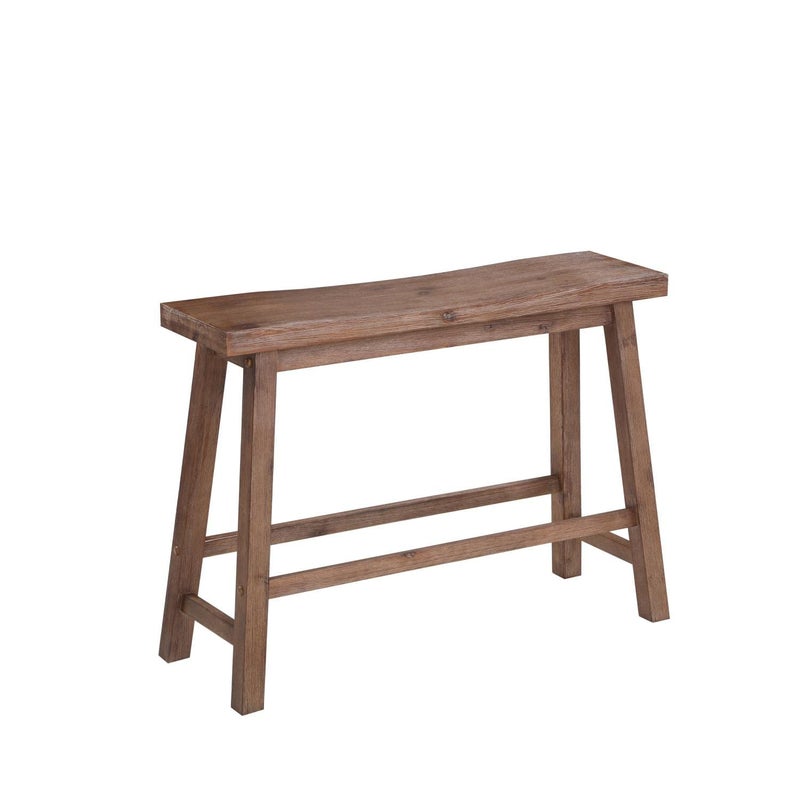 Boraam Sonoma Saddle Bench, 24-Inch, Barnwood Wire-Brush, Model:75025 - Image 1