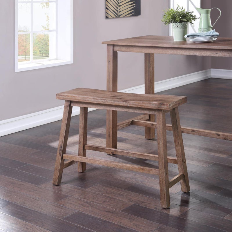 Boraam Sonoma Saddle Bench, 24-Inch, Barnwood Wire-Brush, Model:75025 - Image 5