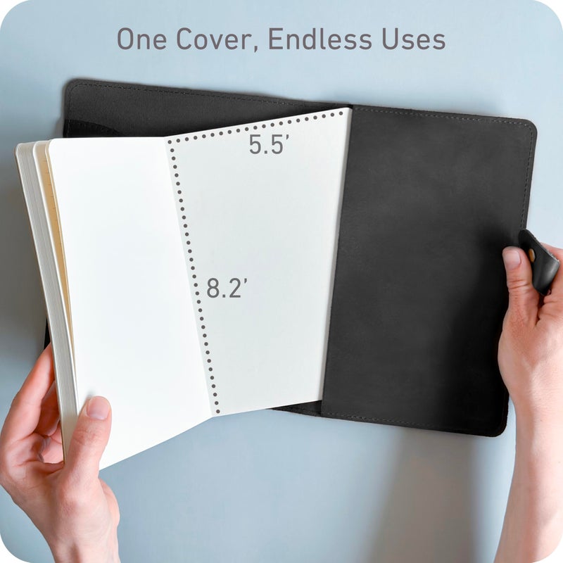 le vent 5X8 Leather Notebook Refillable | 200+200 Lined and Blank Pages | Hardcover Journal for Men & Women, Matte Black - Image 5