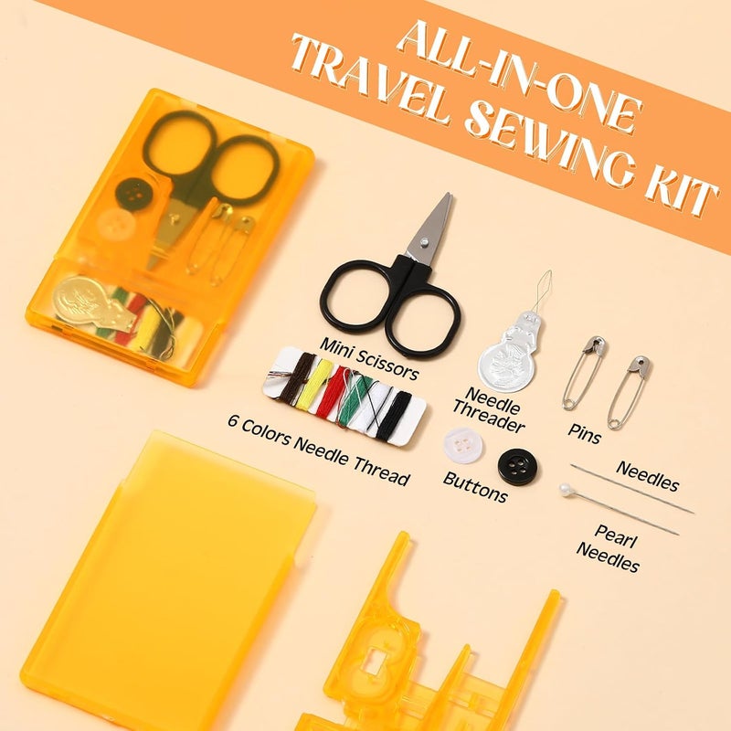 Knitgrip 25 Boxes Mini Travel Sewing Kit Quick Fix Sewing Kits Bulk Basic Portable Pre Threaded Needle Emergency Repair Tool for Beginner Traveler Home Hotel (Orange) - Image 3