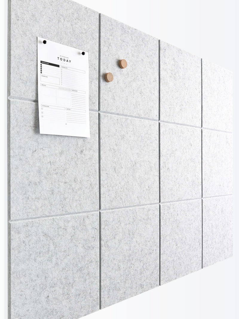VIVELDA Large Cork Board for Office Black Felt Board Alternative - Felt Bulletin Board Tiles for Office Wall Decor, Push pin Board Wall Organizer for Office - Pack of 12 (Charcoal Gray) - Image 1