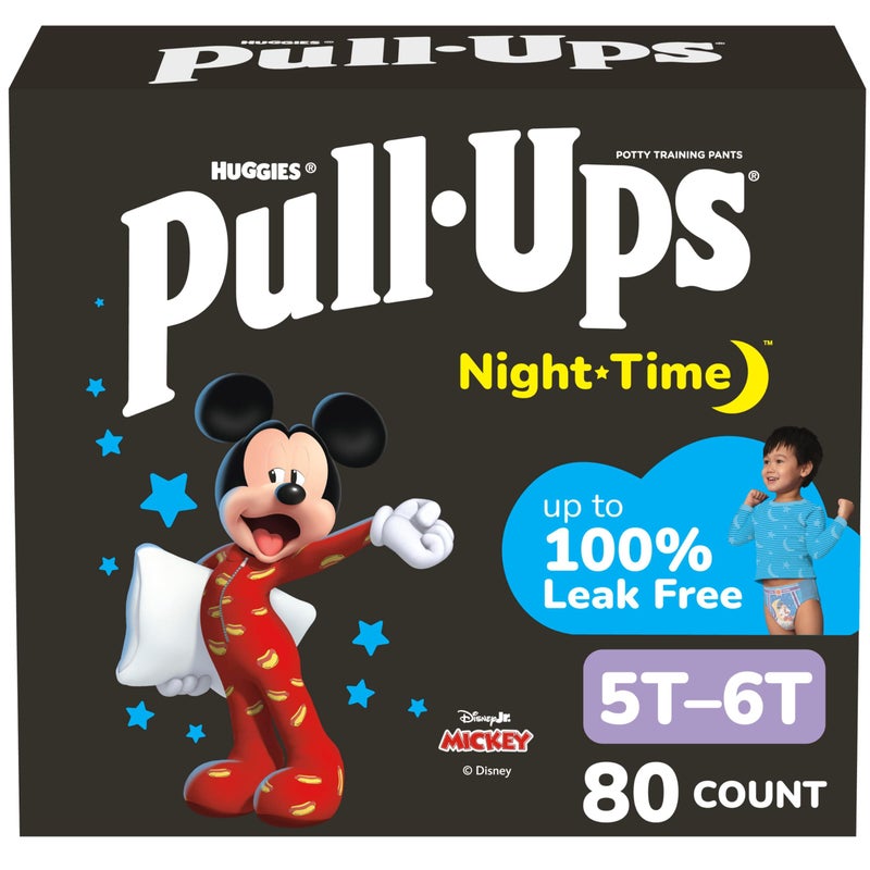 Pull-Ups Boys' Night-Time Potty Training Pants, Size 5T-6T Overnight Training Underwear (46-60 lbs), 80 Ct - Image 1