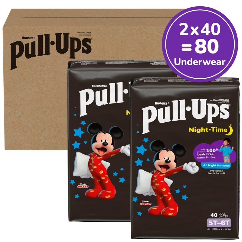 Pull-Ups Boys' Night-Time Potty Training Pants, Size 5T-6T Overnight Training Underwear (46-60 lbs), 80 Ct - Image 2
