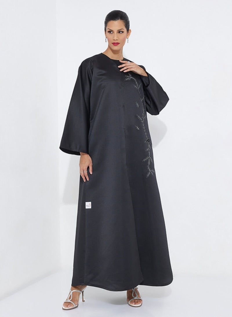 Rosette Abaya Formal Abaya with Embroidery Design - Image 1