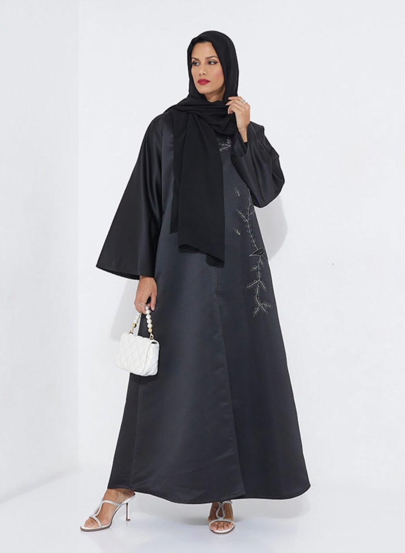 Rosette Abaya Formal Abaya with Embroidery Design - Image 4