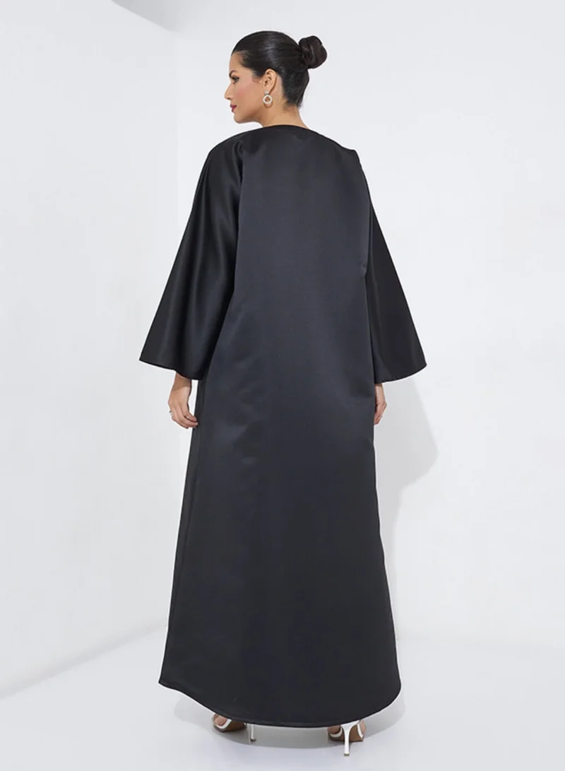 Rosette Abaya Formal Abaya with Embroidery Design