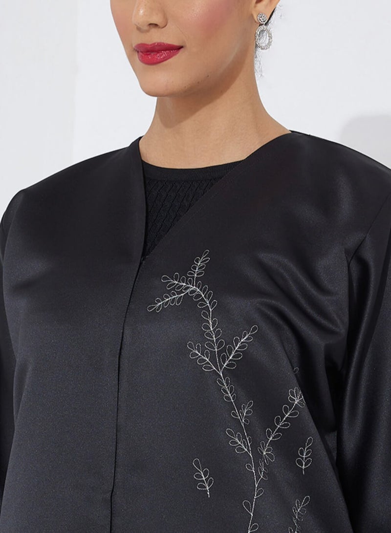 Rosette Abaya Formal Abaya with Embroidery Design - Image 2