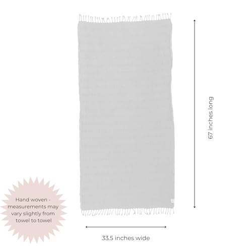 InfuseZen Stonewashed Turkish Bath & Beach Towel –100% Organic Turkish Cotton - Soft, Lightweight, Absorbent - Quick Dry, Sand Free - Pool, Shower, Travel - Peshtemal, Hammam Spa Towel - Off White - Image 3