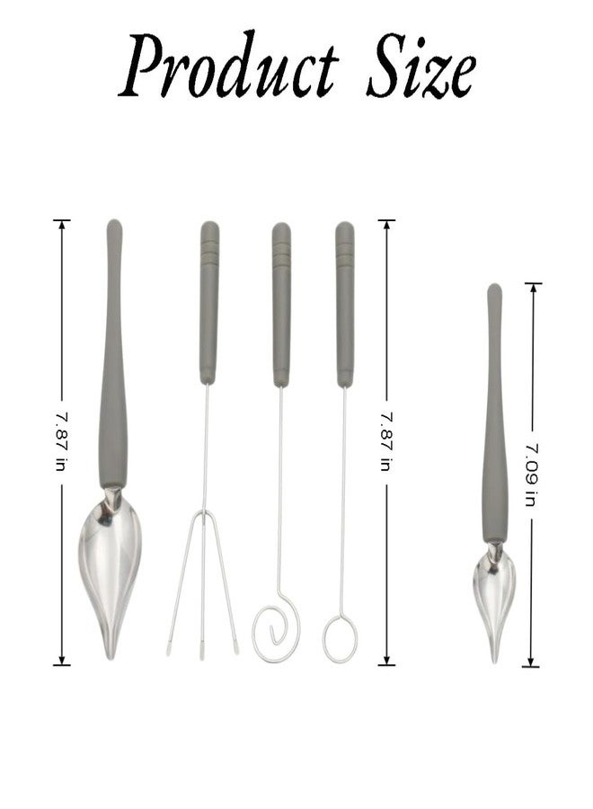 EWUHRY 5 Pcs Chocolate Dipping Tools Set, Stainless Steel Candy Dipping Forks & Drizzle Spoon, Decorating Spoon Set for Dessert Decorating and Sauce Drawing - Image 2