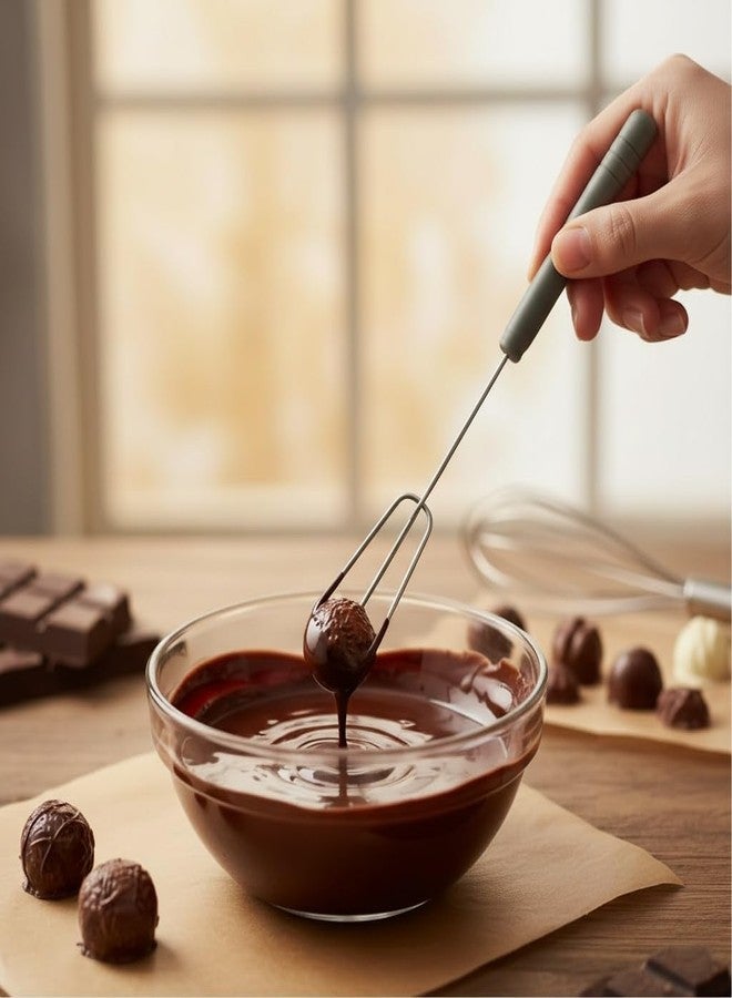 EWUHRY 5 Pcs Chocolate Dipping Tools Set, Stainless Steel Candy Dipping Forks & Drizzle Spoon, Decorating Spoon Set for Dessert Decorating and Sauce Drawing - Image 5