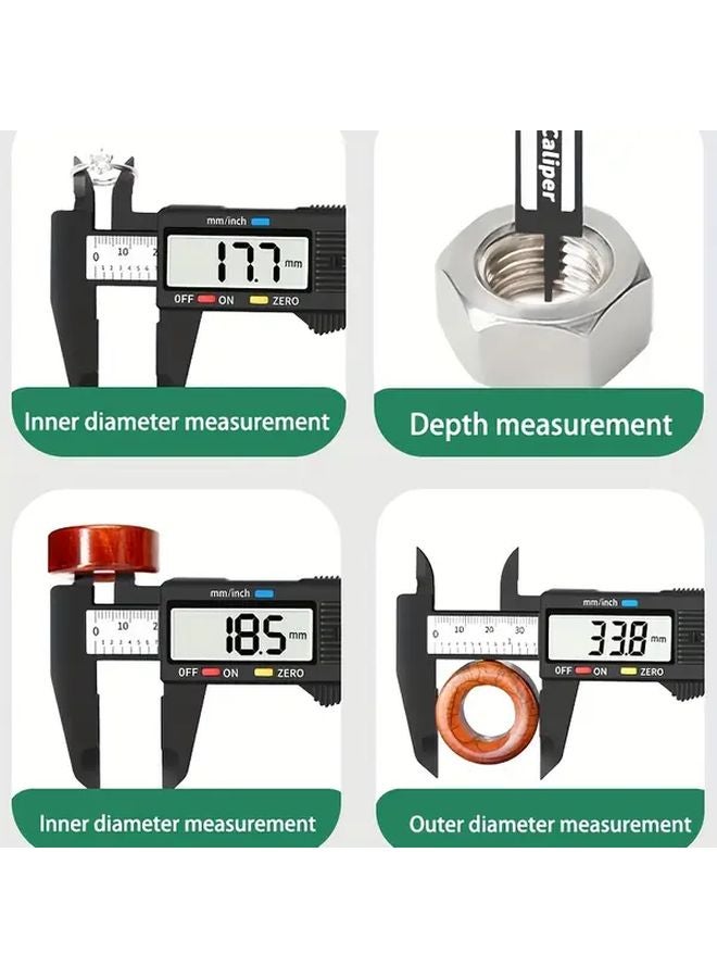 Black Digital Caliper with LCD Display 150mm Range Battery Powered Measuring Tool - Image 5