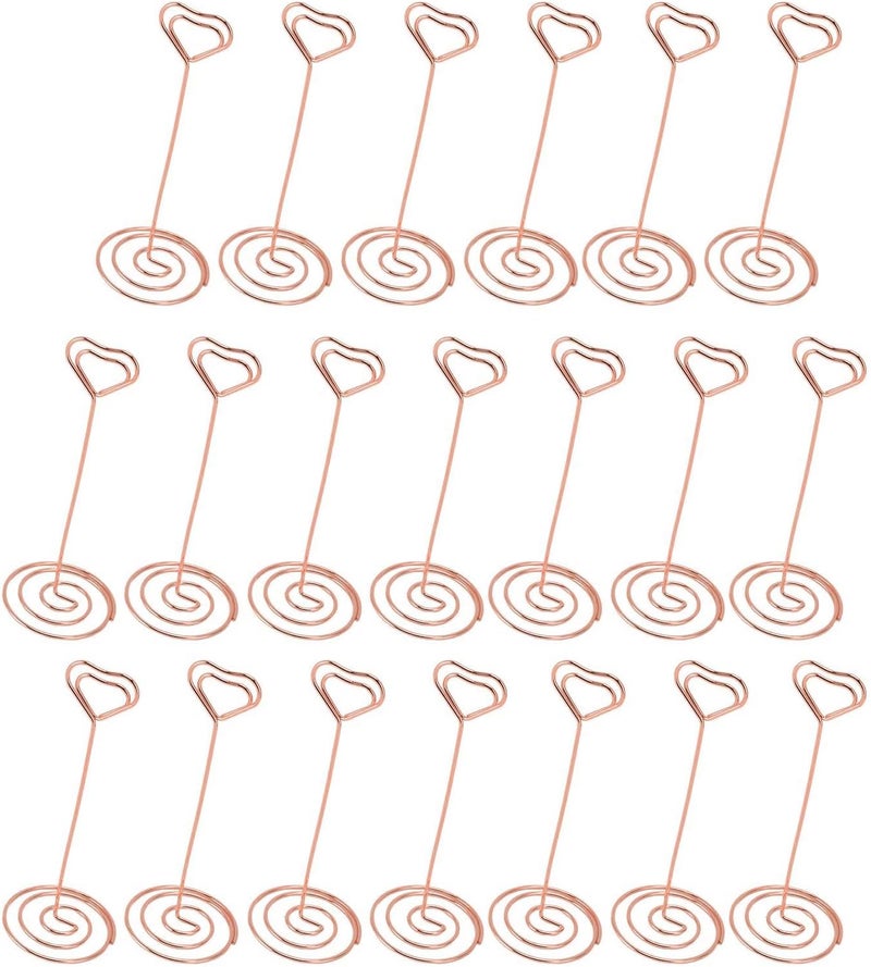SUNGOOYUE 20pcs Iron Photo Holders Table Number Stands Modern Decorative Heart Shaped Party Decoration (Pink Gold) - Image 2