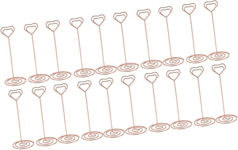 SUNGOOYUE 20pcs Iron Photo Holders Table Number Stands Modern Decorative Heart Shaped Party Decoration (Pink Gold) - Image 4