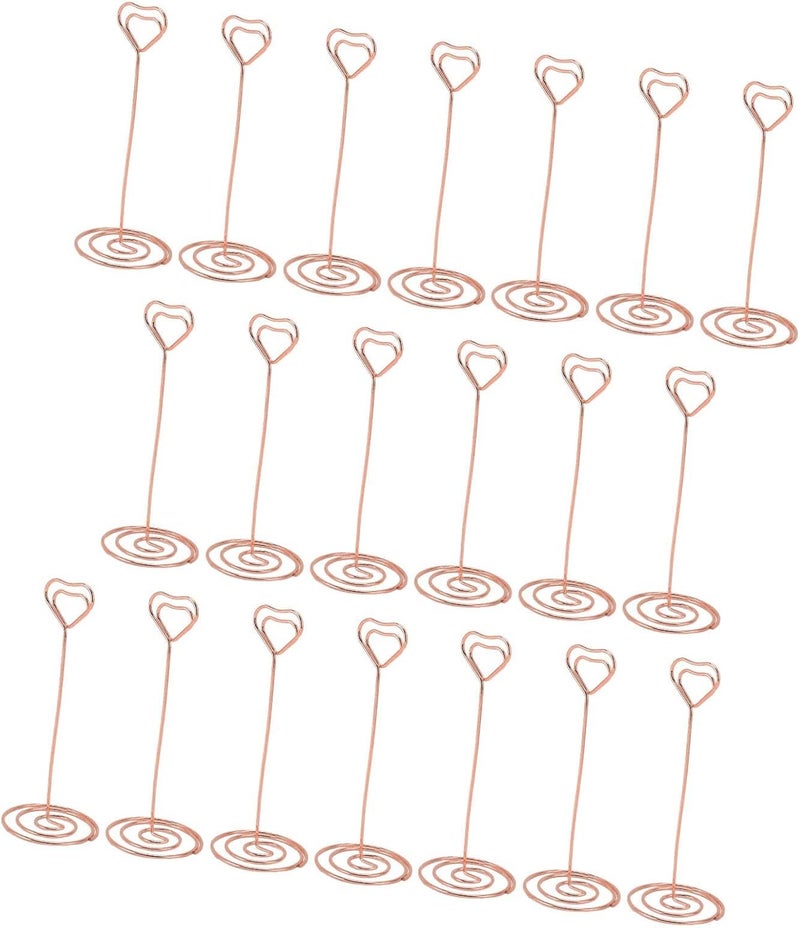 SUNGOOYUE 20pcs Iron Photo Holders Table Number Stands Modern Decorative Heart Shaped Party Decoration (Pink Gold) - Image 5