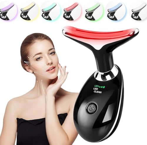 erdnretl RedLightTherapyforFace and Neck Massager7 Colors Womens Skin Rejuvenation Lifting Facial Massager Tool for ToningGlow Boost Black - Image 1