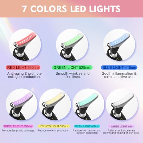 erdnretl RedLightTherapyforFace and Neck Massager7 Colors Womens Skin Rejuvenation Lifting Facial Massager Tool for ToningGlow Boost Black - Image 3