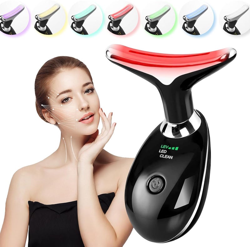erdnretl RedLightTherapyforFace and Neck Massager7 Colors Womens Skin Rejuvenation Lifting Facial Massager Tool for ToningGlow Boost Black - Image 2