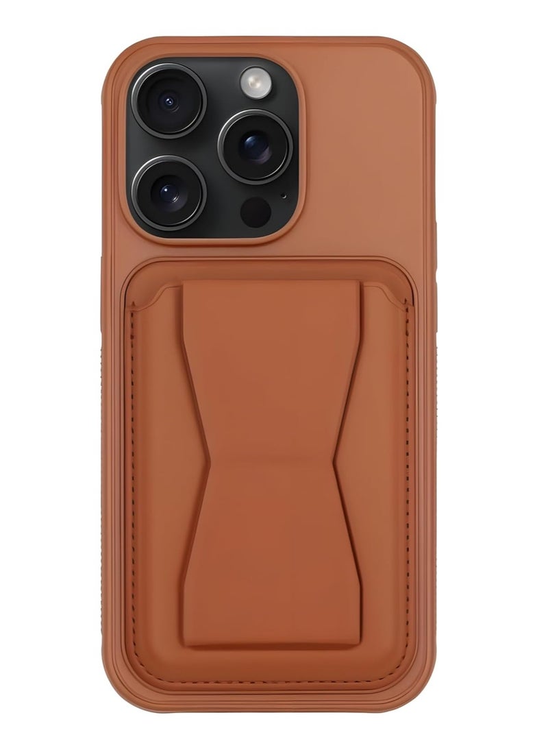 ملبوس حافظة iPhone 16 Pro Max غلاف مضاد للصدمات جلد خلفي تخزين بطاقات وحافظة مع حامل مدمج جلد PU لمظهر أنيق غلاف خلفي لـ iPhone 16 Pro Max بحجم 6.9 بوصة - Image 1