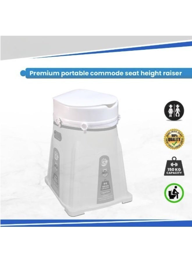 Lightweight and portable plastic raised toilet seat, 6 inches high, with cover - Image 2